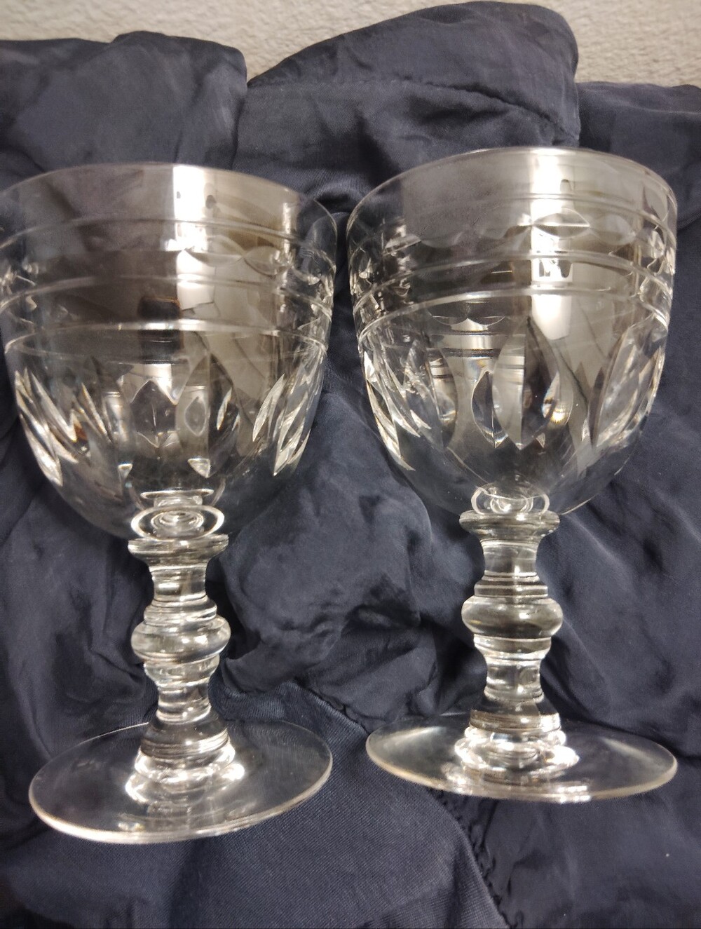 Val St Lambert 2 Kent Water Goblets 5.5" high 8 Oz. Crystal